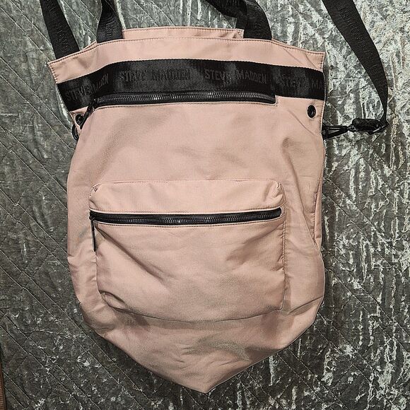 Steve Madden Blush Pink Nylon Crossbody Tote Bag Travel Gym VGUC
